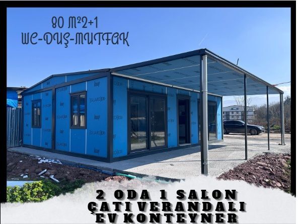 80 METREKARE 2 ODA 1 SALON BEŞİK ÇATILI EV KONTEYNER KNAUF GAURDEX KAPLAMA