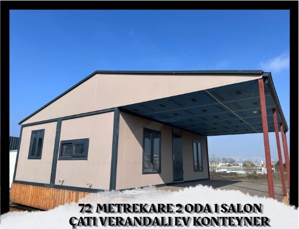 72 METREKARE 2 ODA 1 SALON ÇATI VERANDALI EV KONTEYNER KNAUF GUARDEX KAPLAMA 