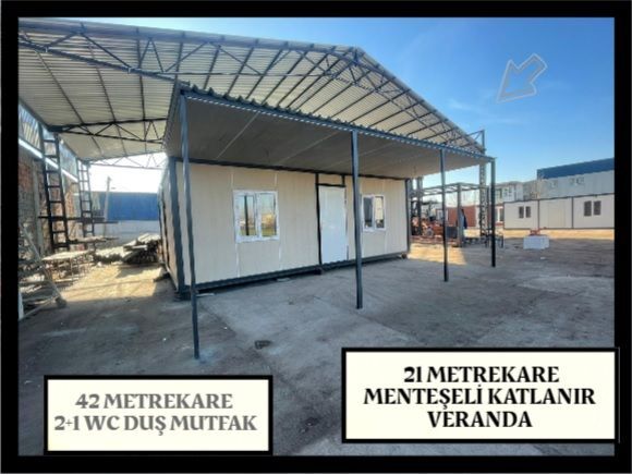 42 METREKARE VERANDALI KONTEYNER EV / 2 ODA 1 SALON - WC DUŞ MUTFAK 